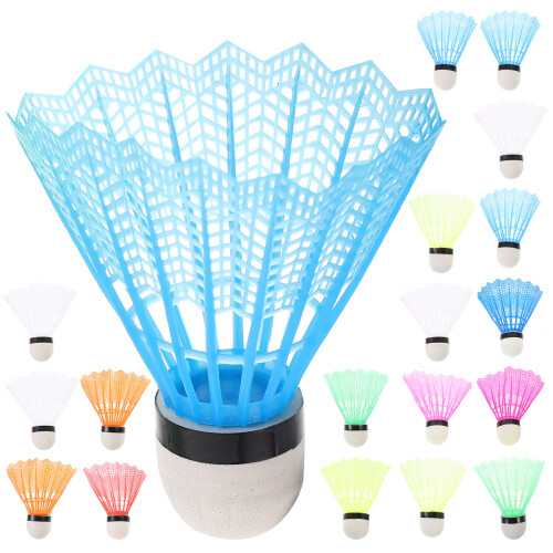 20 plastic badminton shuttles, kleurvol voor buiten