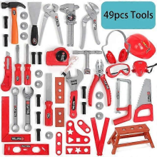 Children's Toolbox Engineer Simulation Repair Tools Pretend Toy Electric Drill Screwdriver Repair Kit Play Toy Set for Kids Gift49pcs