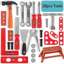 Children's Toolbox Engineer Simulation Repair Tools Pretend Toy Electric Drill Screwdriver Repair Kit Play Toy Set for Kids Gift28pcs