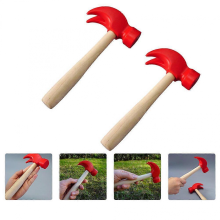 2Pcs Children Wood Hammer Tool Toy Simulation Maintenance Hammer Tools ToyRed16.5X6CM