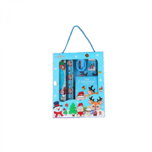 Christmas Gift Stationery Set, Children's School Supplies Pencil 6-piece Set, Kindergarten Portable Stationery Holiday GiftsBlue