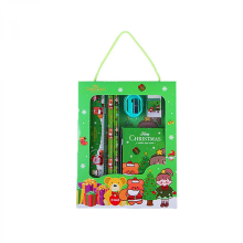 Christmas Gift Stationery Set, Children's School Supplies Pencil 6-piece Set, Kindergarten Portable Stationery Holiday GiftsGreen