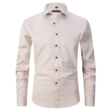 (6XL)Men's Long Sleeve Solid Color Stretch Shirt Fashion CasualShirt
