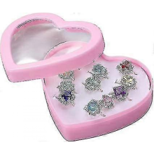 12pcs Little Girl Adjustable Rings In Box Children Kids Pretend Play And Dress Up Rings(mixed Styles)_Gift Of G