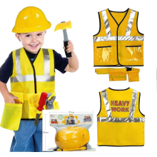 2022 Construction Worker Costume Kit For Kids Role Play Toy Set Career Costumes Heavy Worker Cosplay1pcsOne Size