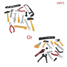 14 Pcs Set Construction Tool Set for Kids Child Career Training Activity Props Skills Development and Dress-Up Pretend for Play AccessoryMulticolor