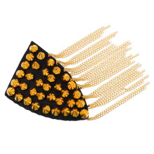 1Stk Elegantes Goldenes Blazer-Schulterepaulett Mit Ketten Und Nieten