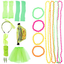 damen kostümset retro party zubehör 80er jahre mit halskette armband