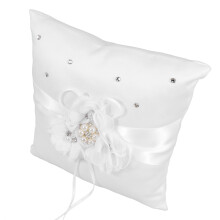 Weiße Hochzeitsringkissen Mit Perlen-Blumen, Zart Und Tragbar
