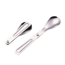 2 stücke faltbare edelstahl-löffel für reisen, picknick, outdoor