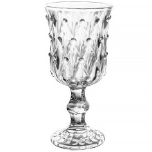 1Stk Robuster Glas Goblet Transparent, Relief-Stielglas Für Wein