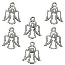50Stk DIY Engel Anhänger Schmuck Legierung Silber Charm Für Halskette