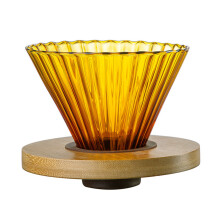 1Set Glass Wooden Coffee Dripper Cone for Home Use
