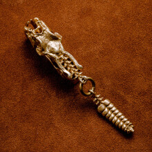 (Multi-color) Snake Skull Rattlesnake Tail Keychain Vintage Old Pendant Brass Metal Accessory Pendant