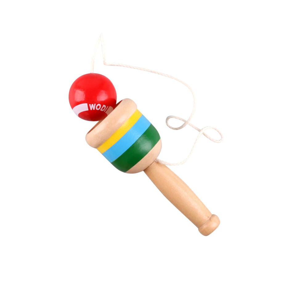 () Child Wooden Skill Cup Kendama Game Kids Competition Toy Red/White