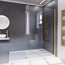 Nes Home Brushed Brass 1200mm Wet Room Screen & Support Bar