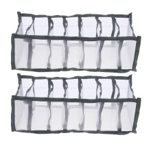 2Stk Mesh Aufbewahrungsbox 7 Fächer Grau Nylon Faltschrank Organizer
