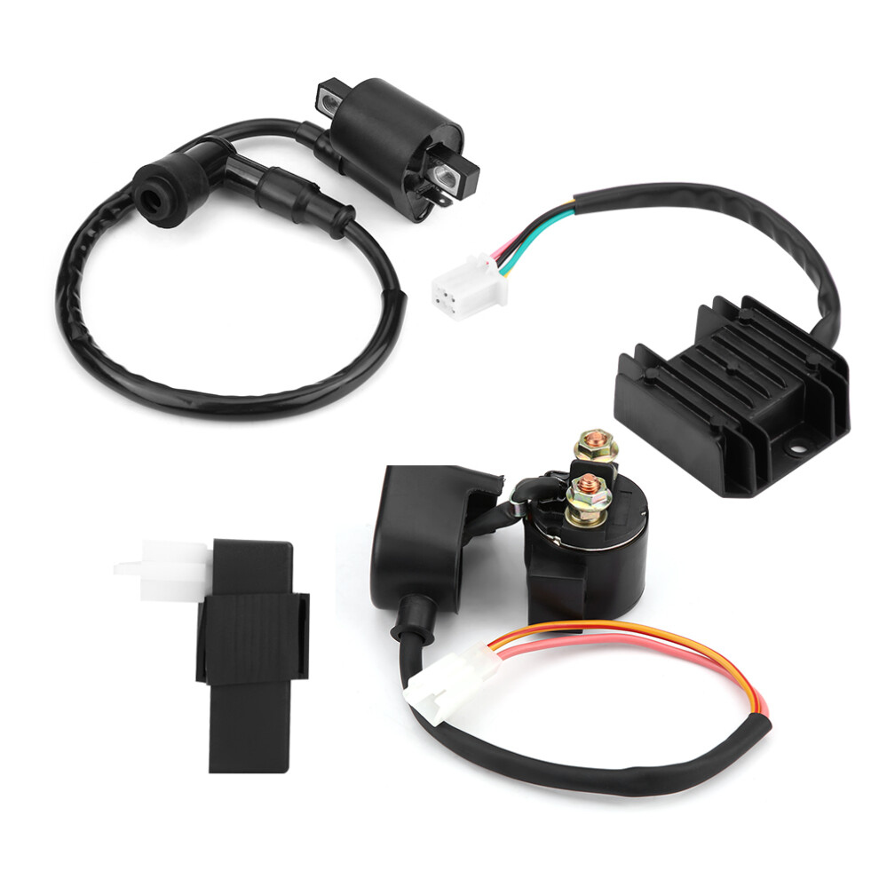 150Cc 250Cc Atv Quad Dirt Bike Cdi Coil Regulator Solenoid Kit, Black 8741350072942