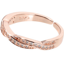 Eleganter Goldfarbener Damenring Kupfer Mit Zirkon Schmuck