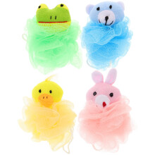 4 stück mesh aufhängesäckchen tieraufdruck für badepflege mit band