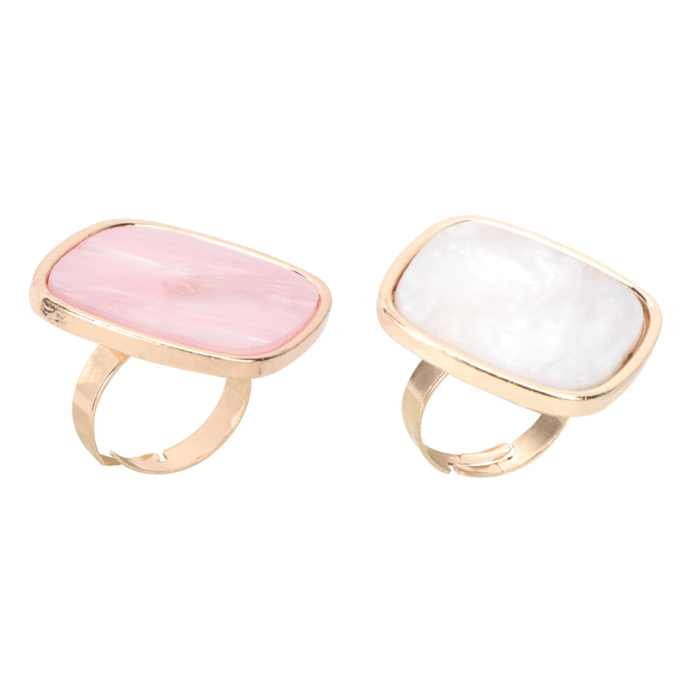 Solustre 2Pcs Resin Marble Nail Art Ring Mixing Palettes