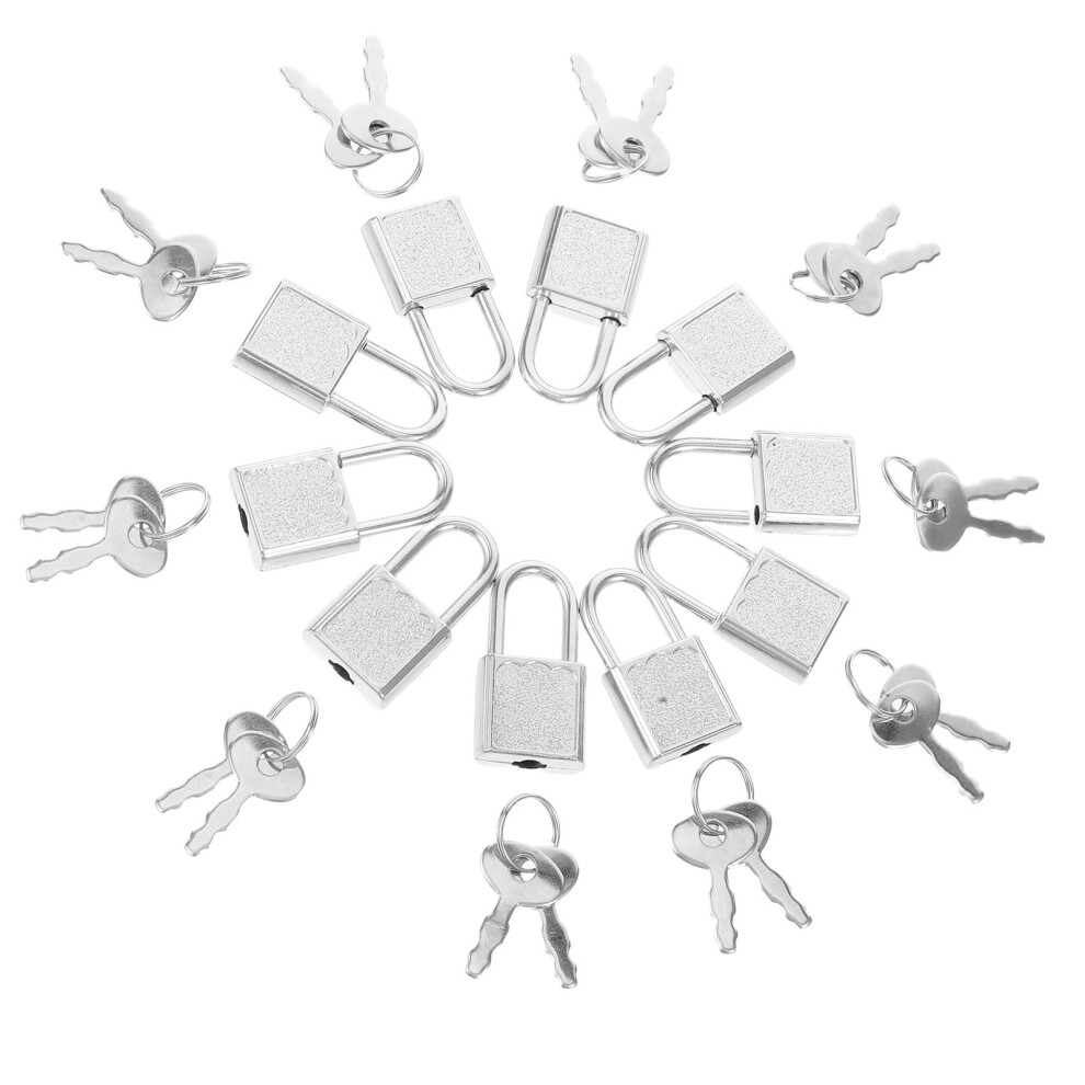 10 Pcs Mini Padlocks With Keys For Diary Luggage Bag Locker 3212096186767