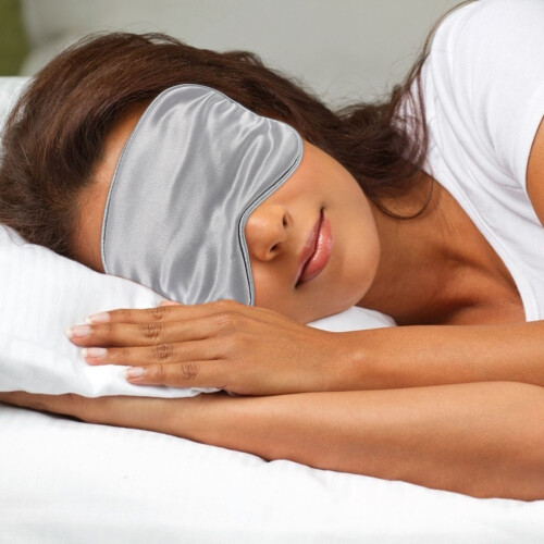 Sleep Eye Mask Hair Ring Set Assorted Color Soft Silk Home Use 1