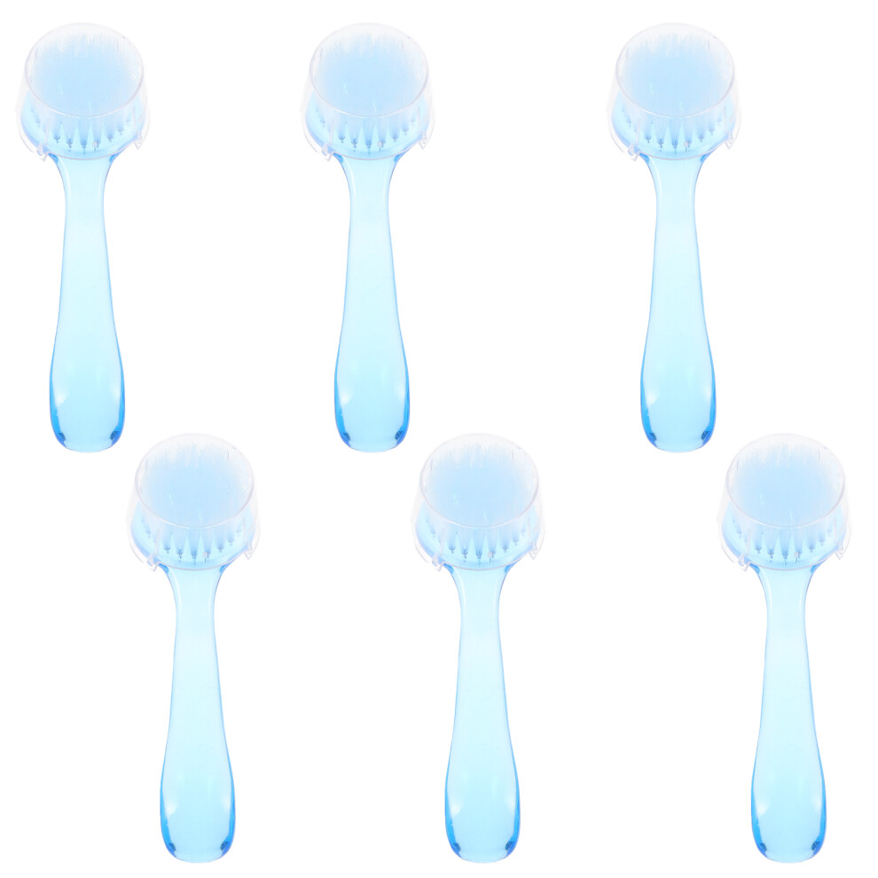 Solustre Blue 6Pcs Durable Nail Dust Cleaning Brushes Abs Nylon Manicure Tools