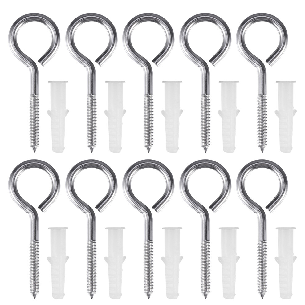 10Pcs 304 Stainless Steel Self-Tapping Eye Bolt With Anchor 3212212587140