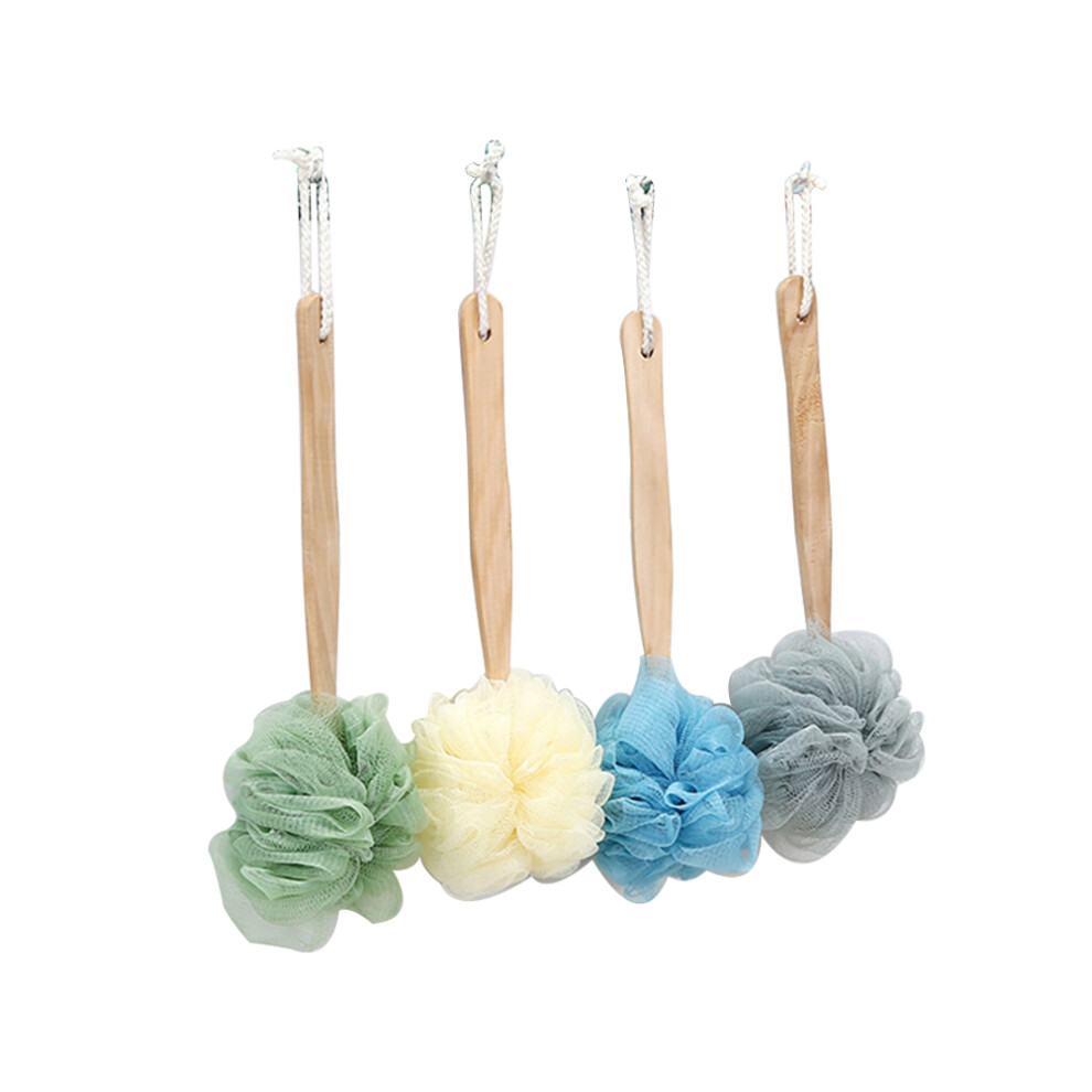 Aboofan 4Pcs Wooden Long Handle Bath Brushes Shower Scrubber
