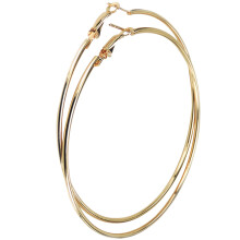 Unisex Metal Round Circle Earrings 8cm Gold