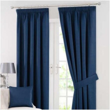 (Navy Blue, Width 90" x Drop 90" (229cm x 229cm)) Blackout Curtains- Premium Polyester Thermal Insulated Energy Saving Noise Reducing Set of 2 Rod Pocket Panels Block Sunlight 90 to 92% for