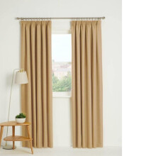 (Cream Natural (Beige), Width 66" x Drop 90" (168cm x 229cm)) Blackout Curtains- Premium Polyester Thermal Insulated Energy Saving Noise Reducing Set of 2 Rod Pocket Panels Block Sunlight 90 to 92% for