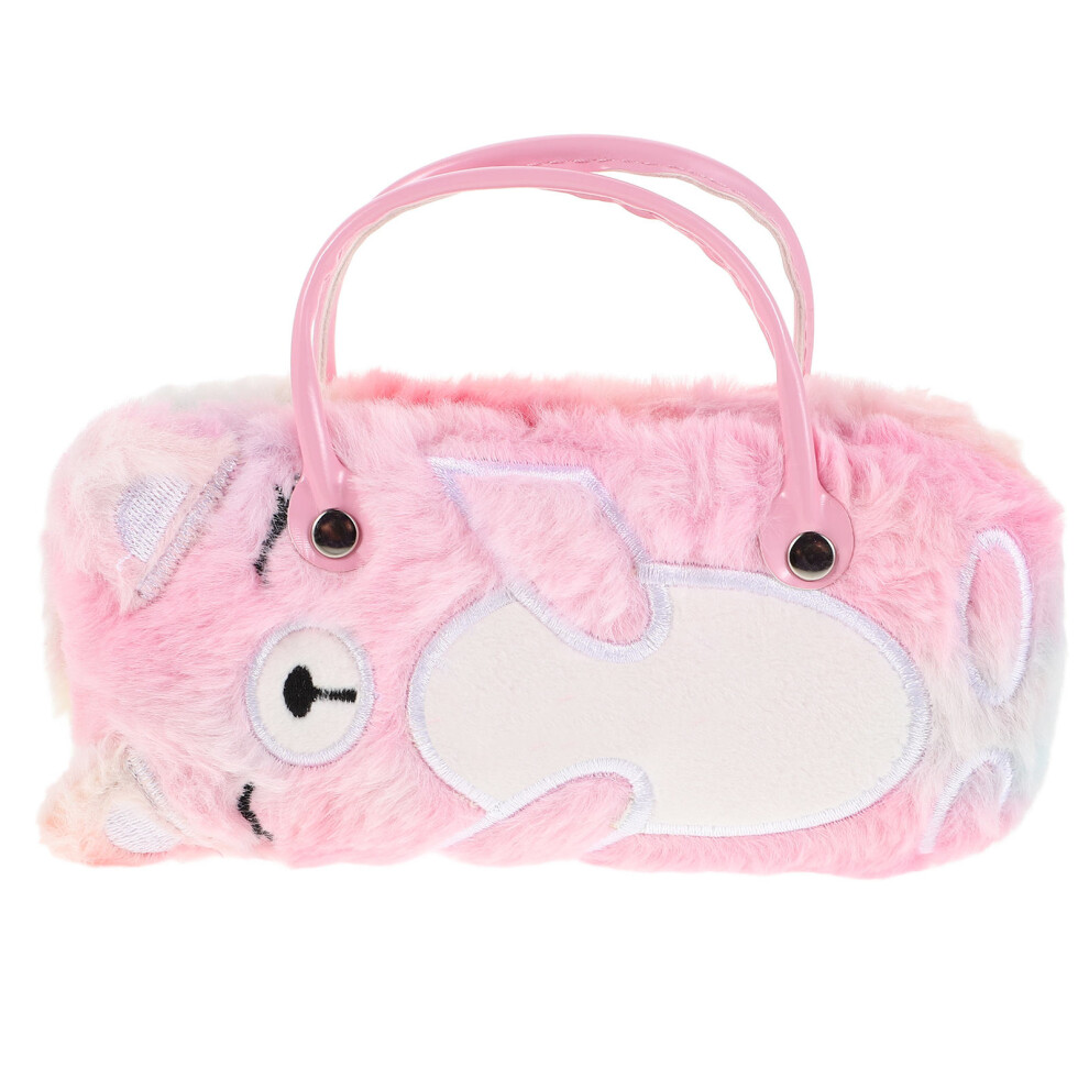 Ohphcall Cute Plush Hard Eyeglass Case With Handle For Travel Storage