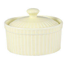 Sturdy Yellow Ceramic Pudding Bowl for Home Baking and Soup Use