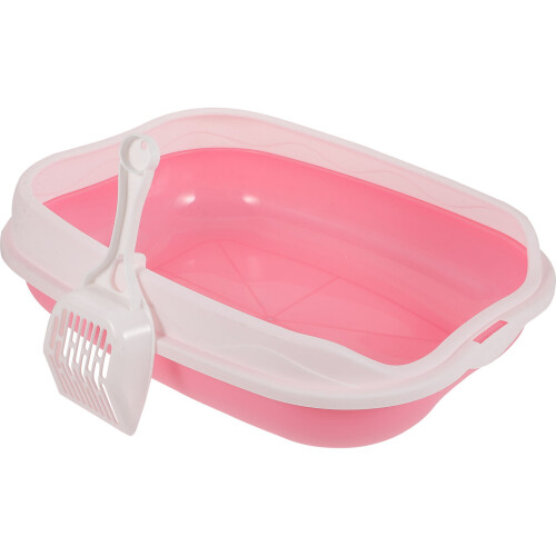 1 Set Cat Litter Box Pink Plastic Half Closed 2