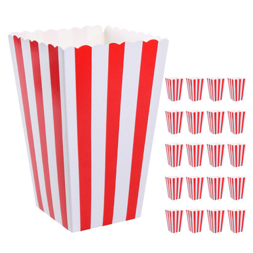25pcs Popcorn Cups Retro Striped Paper Containers