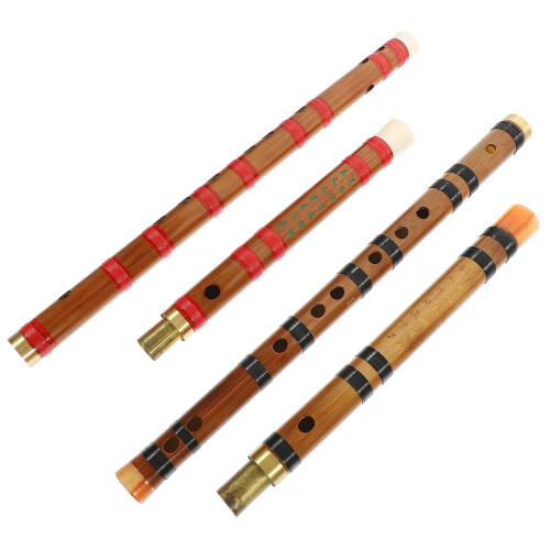 1 Pc Flute Instrument Pan Brown Bamboo