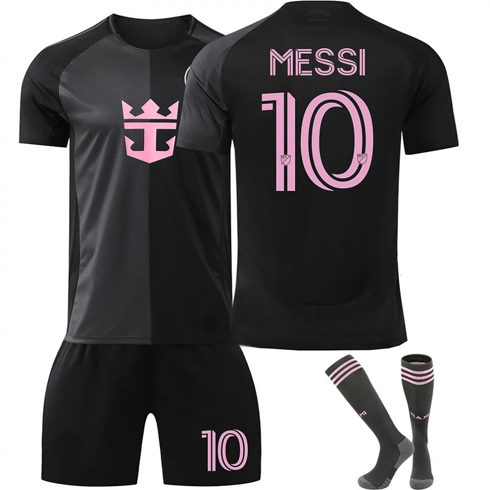 (26(140-150CM)) Miami Black Sport Socks Get Free Print #10 MESSI Black T-shirt & Shorts