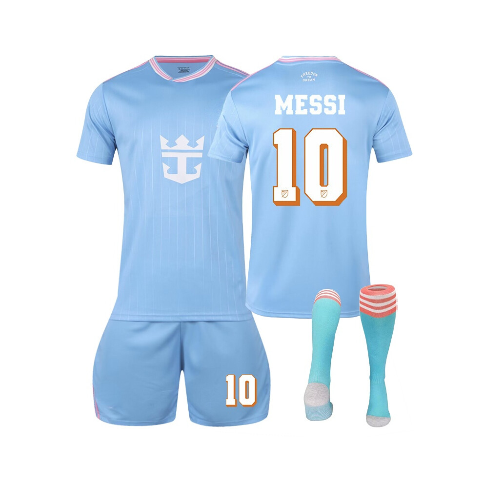 (26(140-150CM)) Green Pink Sport Socks Get Free Print #10 MESSI Blue T-shirt & Shorts