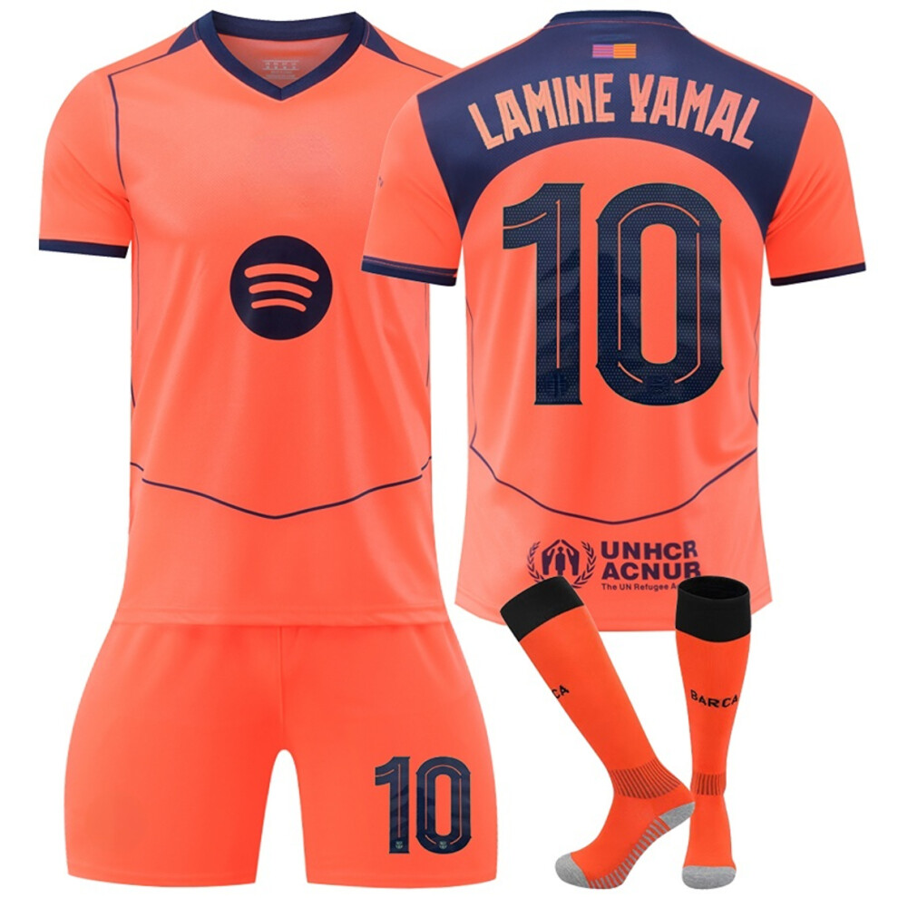 (S(165-170CM)) Barca Orange Sport Socks Get Free Print #10 Lamine Yamal Orange T-shirt & Shorts