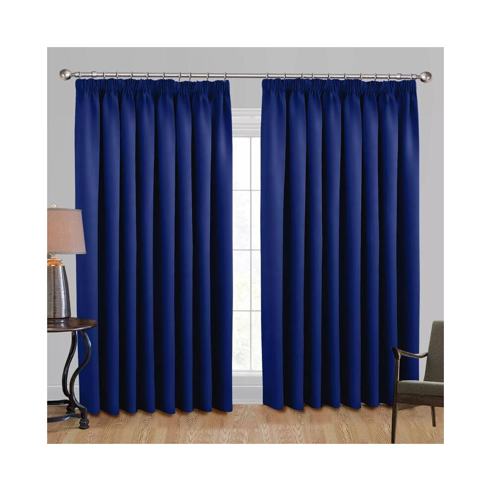 (Navy, 66" x 90") Blackout Curtains- Premium Polyester Thermal Insulated Energy Saving Noise Reducing Set of 2 Rod Pocket Panels Block Sunlight 90 to-image-OPC-PKHPBNW-NEW