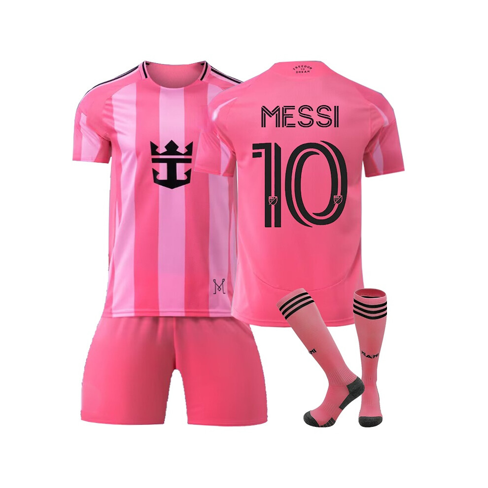 (24(130-140CM)) Miami Pink Sport Socks Get Free Print #10 MESSI Pink T-shirt & Shorts