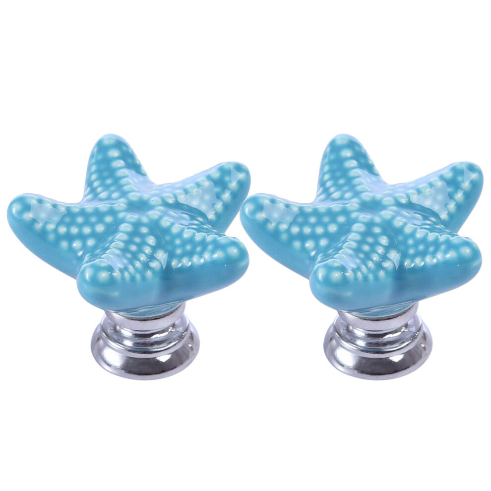 2Pcs Star Shaped Ceramic Drawer Knobs With Screws For Cabinet 3212212599013