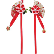 2pcs Handmade Fan Hairpin Cherry Blossom Cheongsam Accessory
