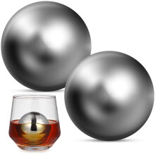 2 Pcs Stainless Steel Ice Spheres for Whiskey Wine Beverage