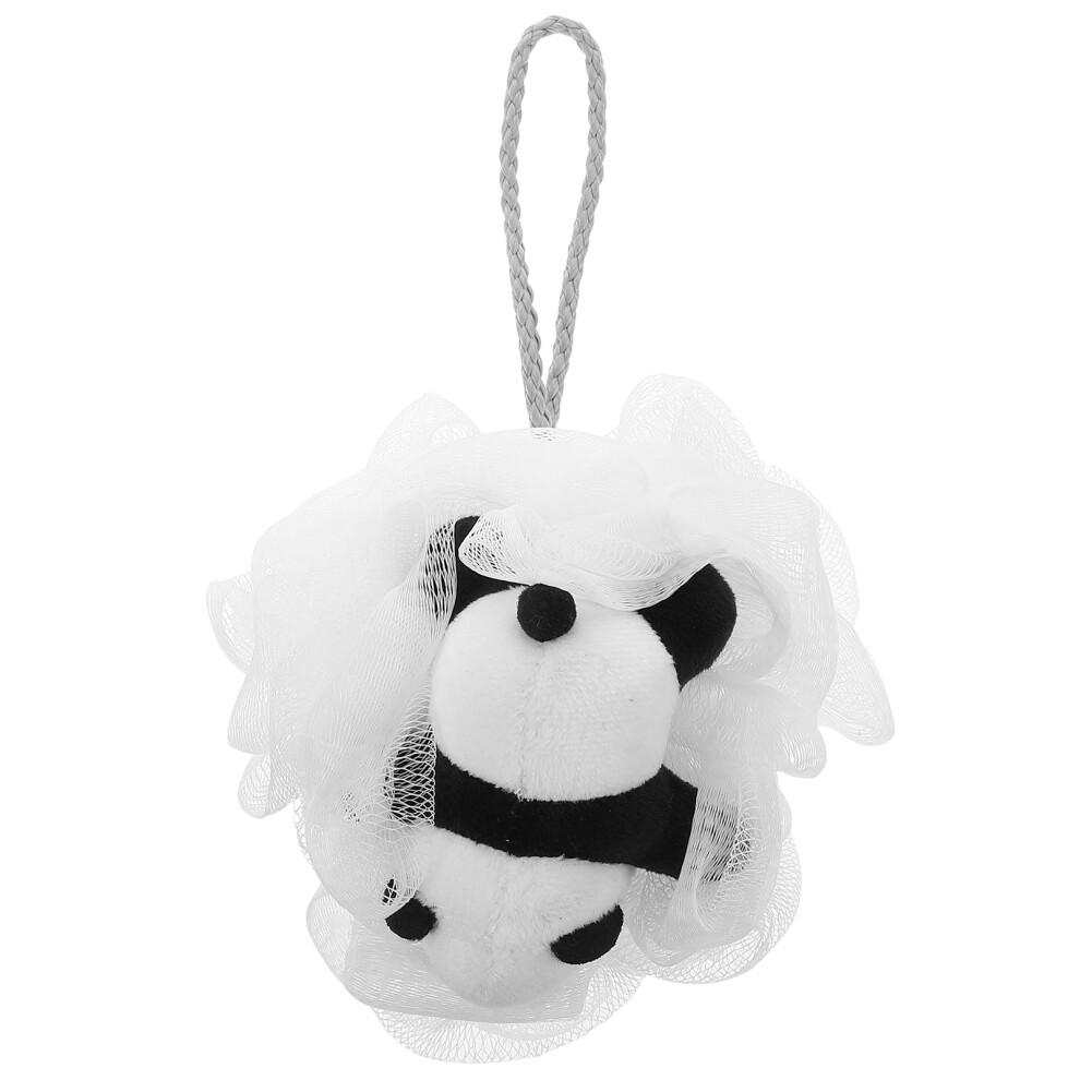 Totority Cute Cartoon Panda Bath Loofah Sponge For Kids Soft Mesh Shower Pouf
