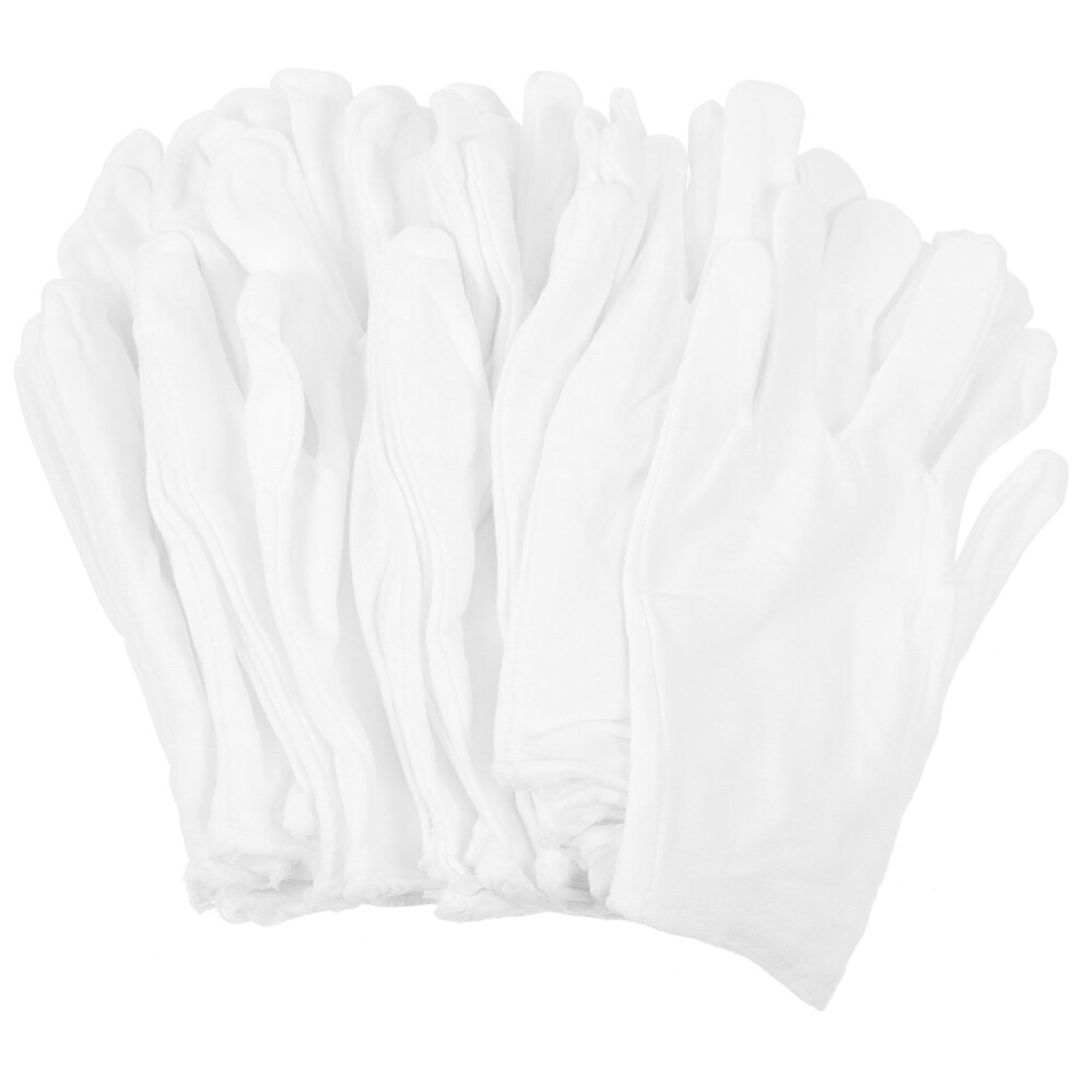 12 Pairs White Cotton Gloves Washable Watch Check Elastic-image-OPC-PKHPMRP-NEW
