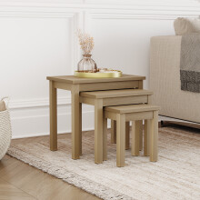Oakridge Oak Veneer Nest of 3 Side Tables