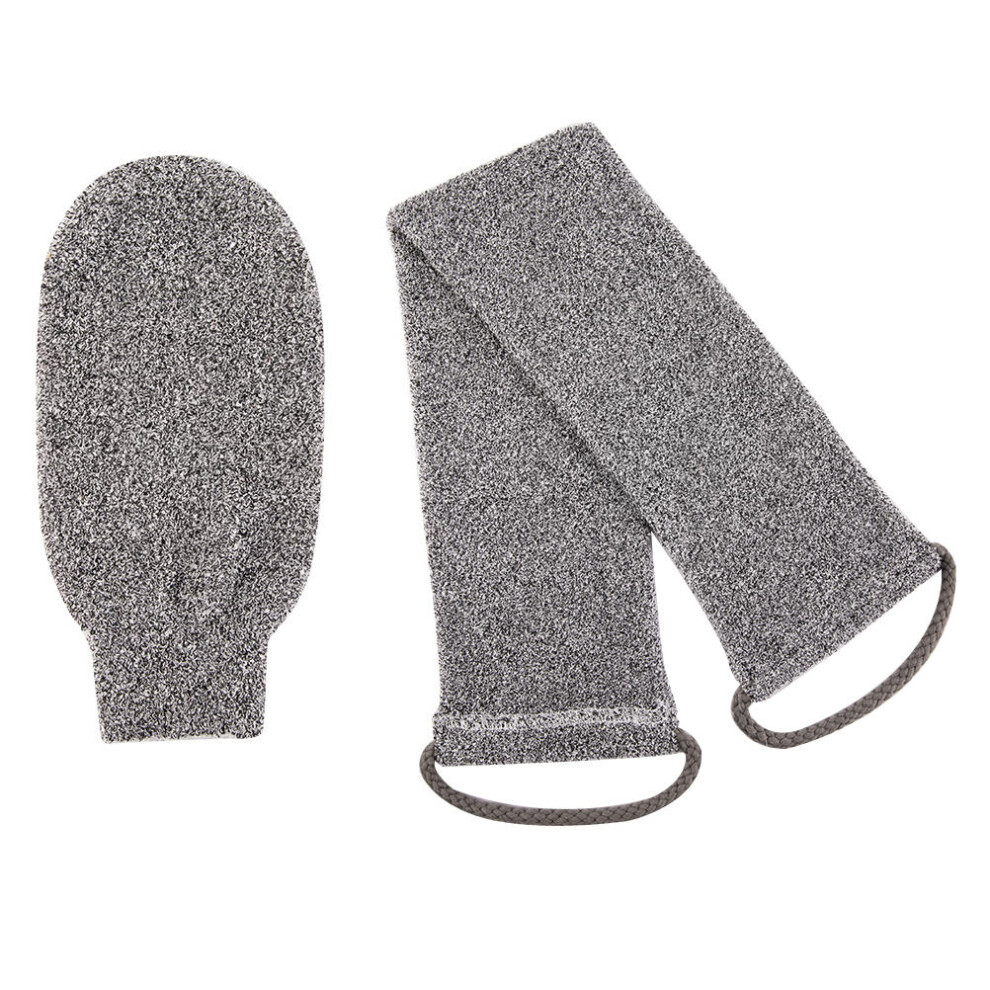 Vaguelly Grey 1Set Bamboo Fiber Bath Glove Exfoliating Shower Body Scrubber